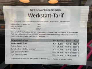 Sozialtarif für die Werkstatt
